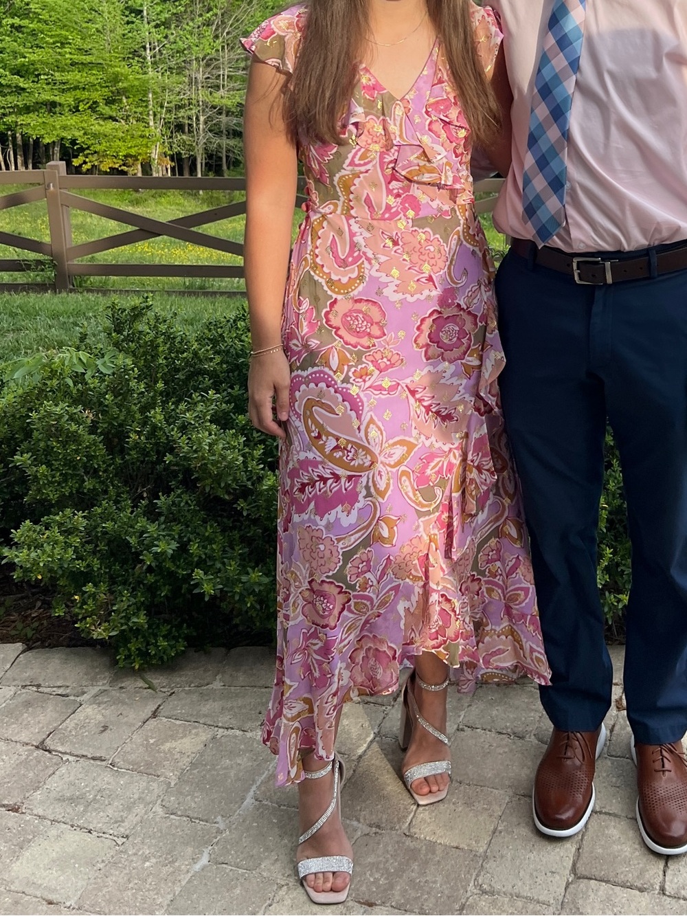 London Times Dusty Rose Wrap-Style Maxi Dress